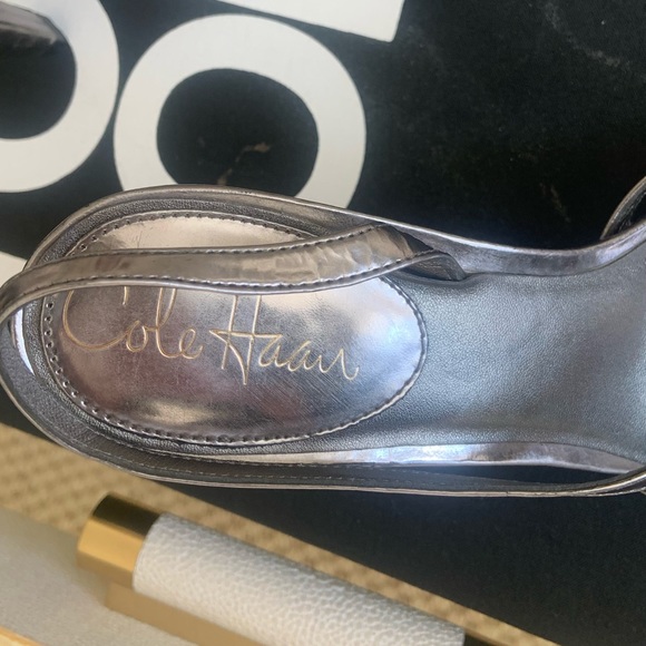 Cole Haan strappy silver heels - Picture 3 of 4